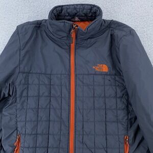 North Face‎ Quilted Jacket Mens XS Gray Orange Full Zip Insulated Outdoors F15